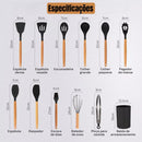 Jogo 12 Peças Utensílios Cozinha Silicone Colher Espátula