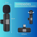 Microfone Sem Fio Lapela p/ iPhone e Android